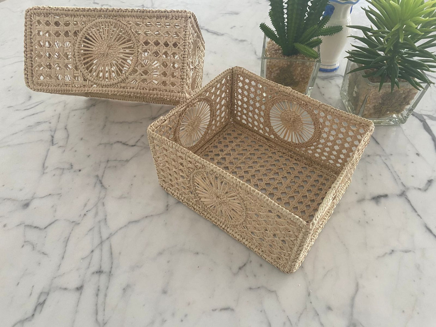 Cesta Palha Natural Pequena Retangular