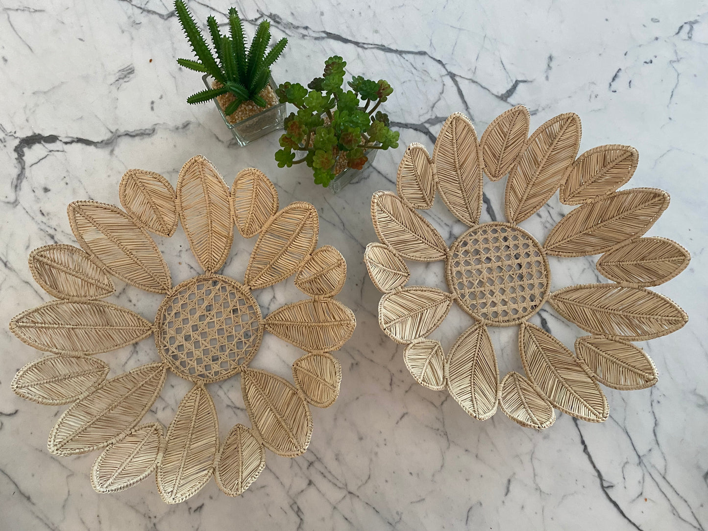 Centro de mesa palha natural folhas