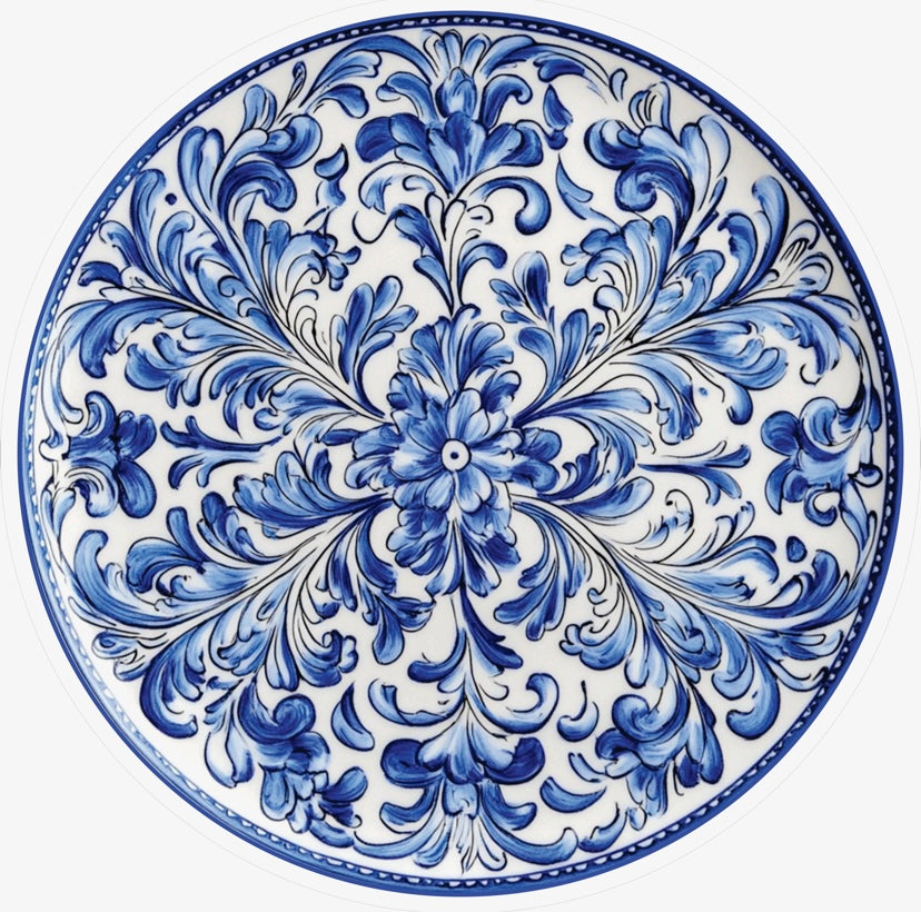 Toalha de Mesa Redonda Arabescos Azuis - 2,10m x 2,10m