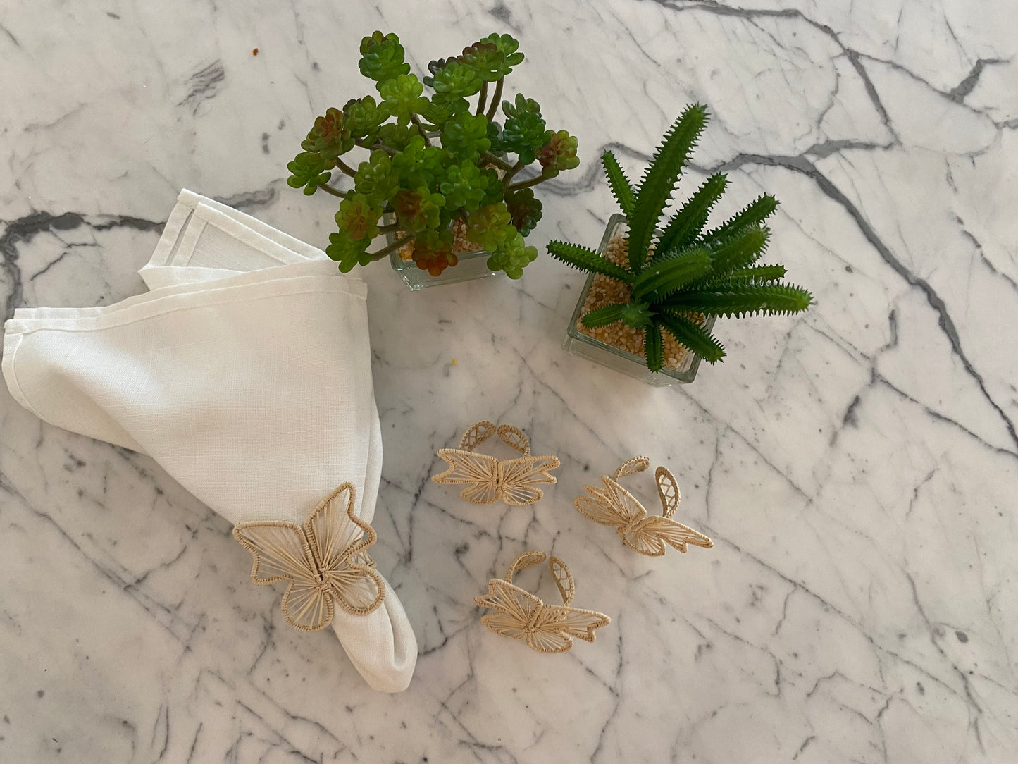 Porta guardanapo palha borboleta