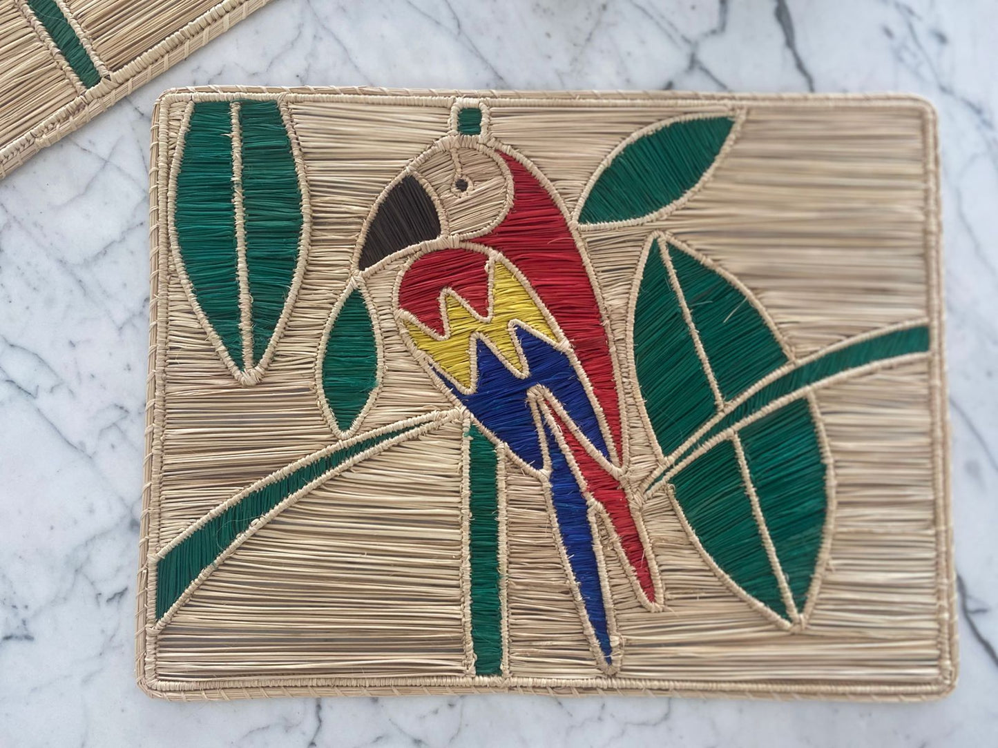 Americano Palha Natural Pássaro Arara Amazônia - Conjunto de 02 unidades