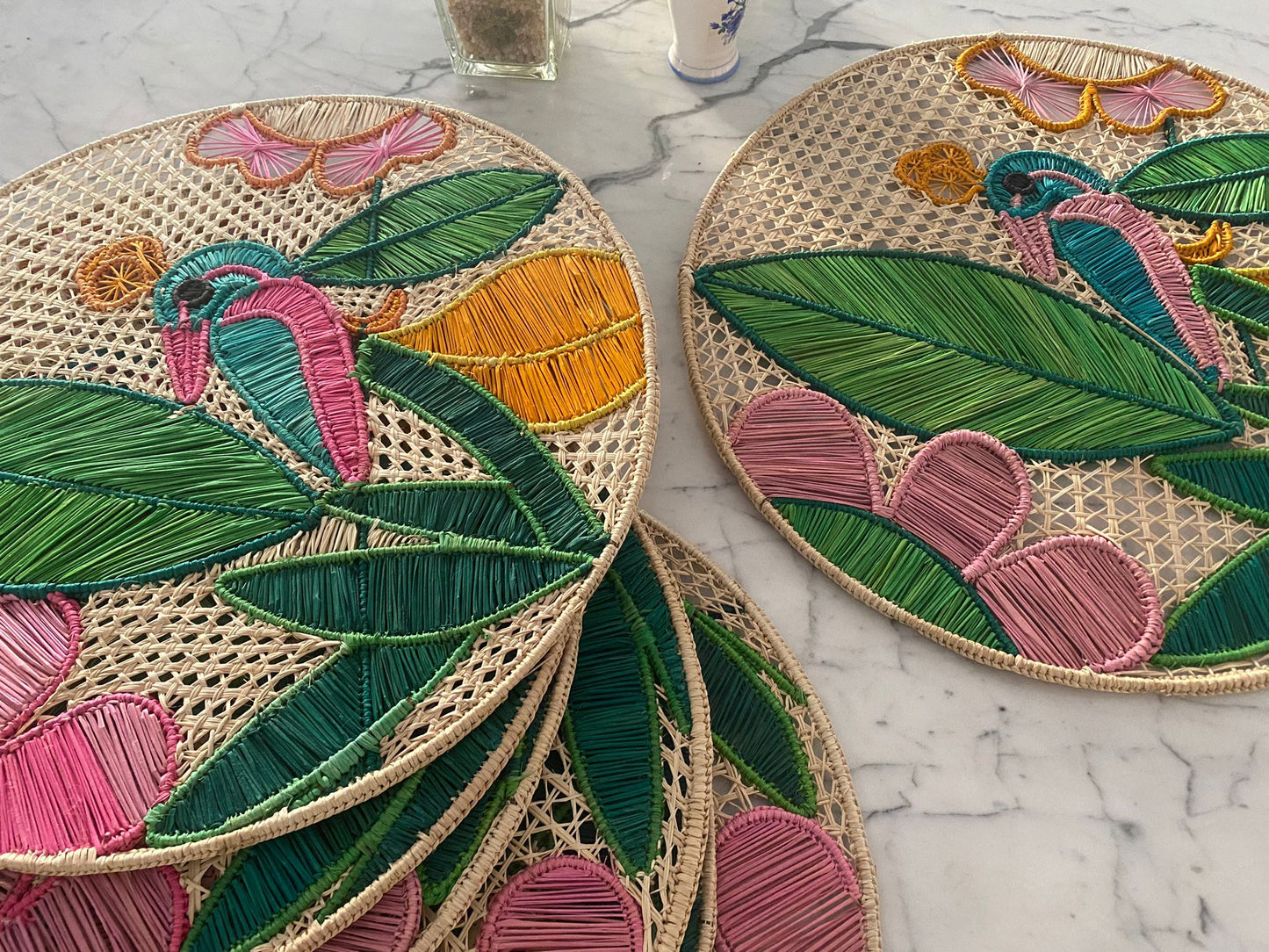Souplat em palha natural Pássaro- Conjunto com 2 unidades