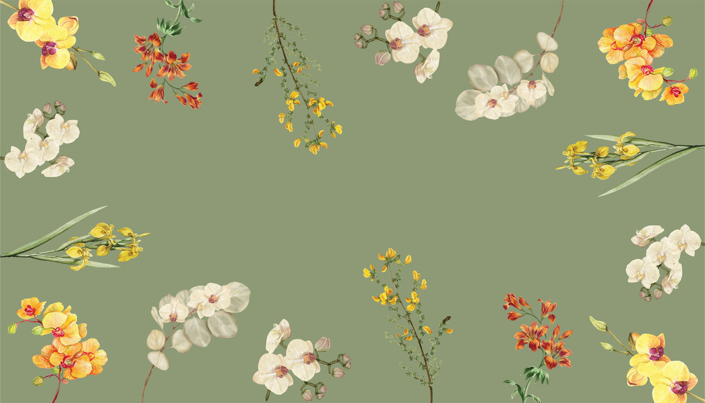 Toalha de Mesa Retangular - Orquídeas Contorno