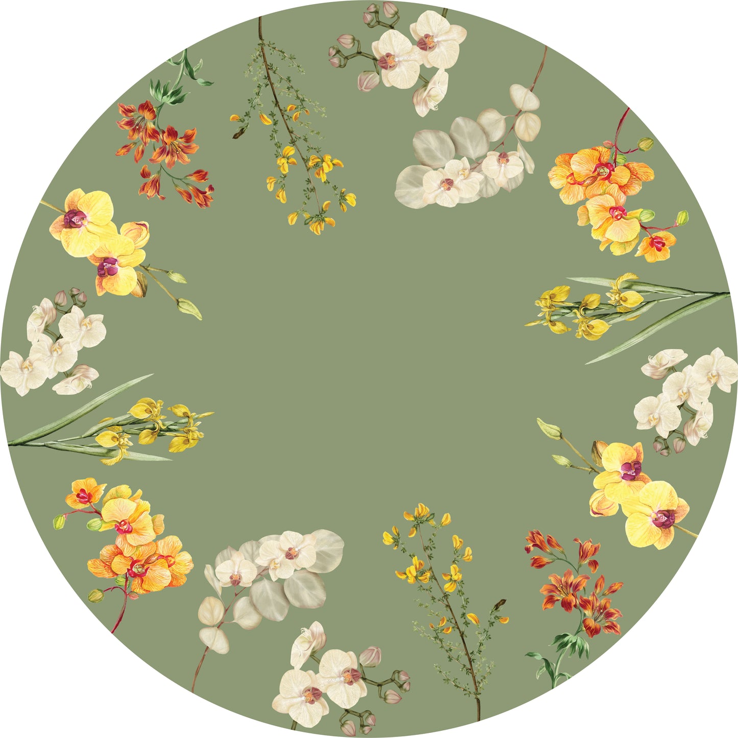 Toalha de Mesa Redonda - Orquídeas Contorno