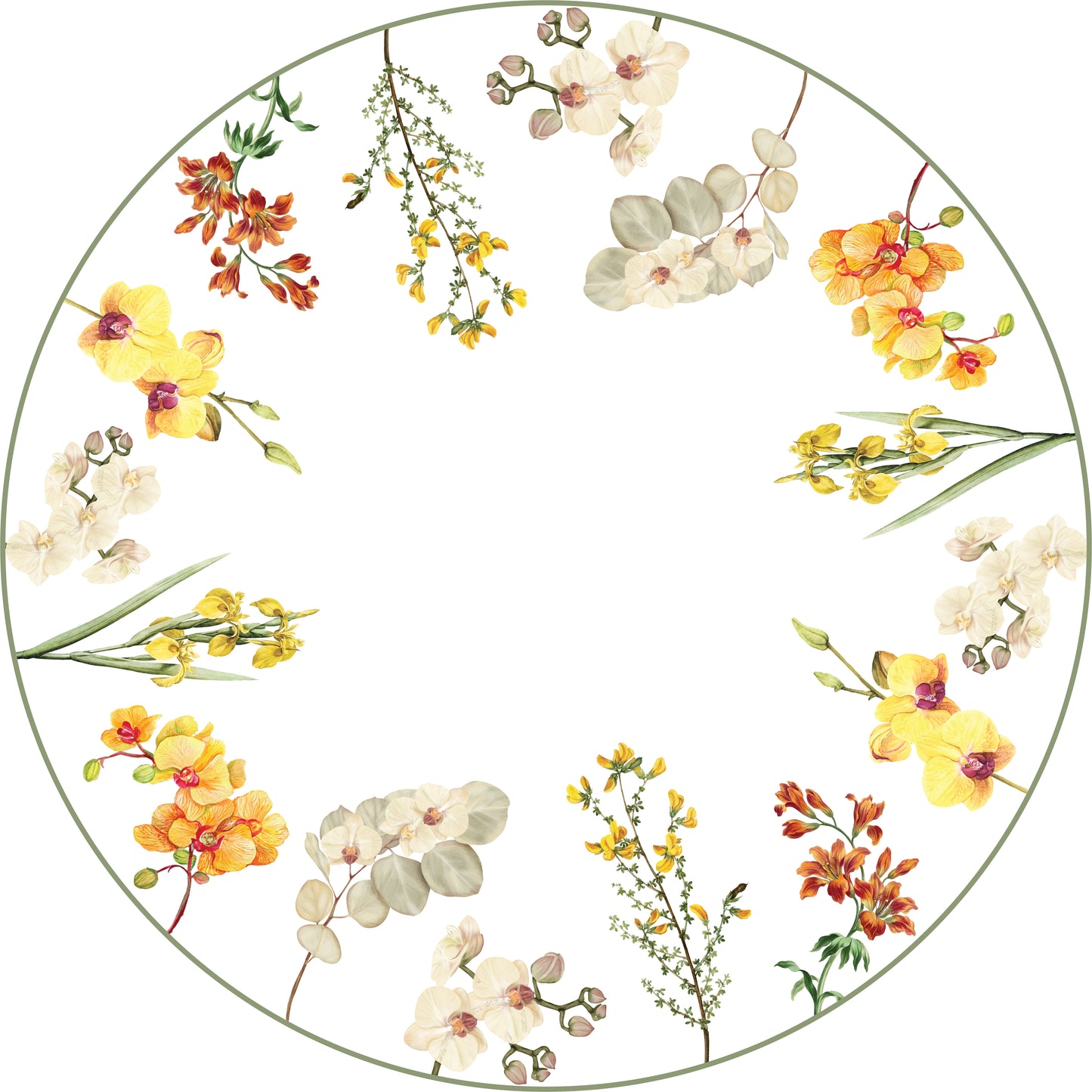 Toalha de Mesa redonda - Orquídeas Contorno