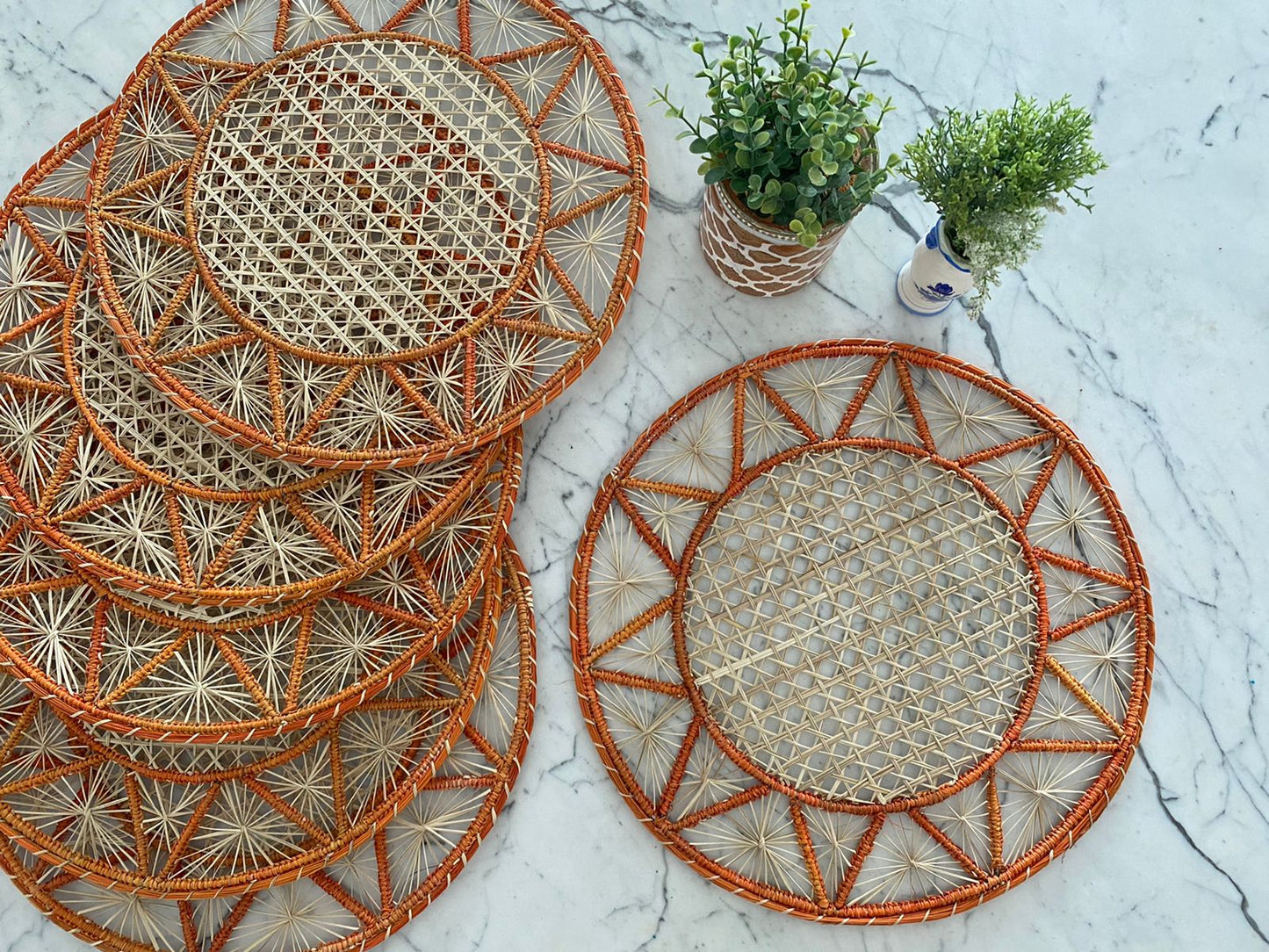 Souplat em palha natural Raios laranja