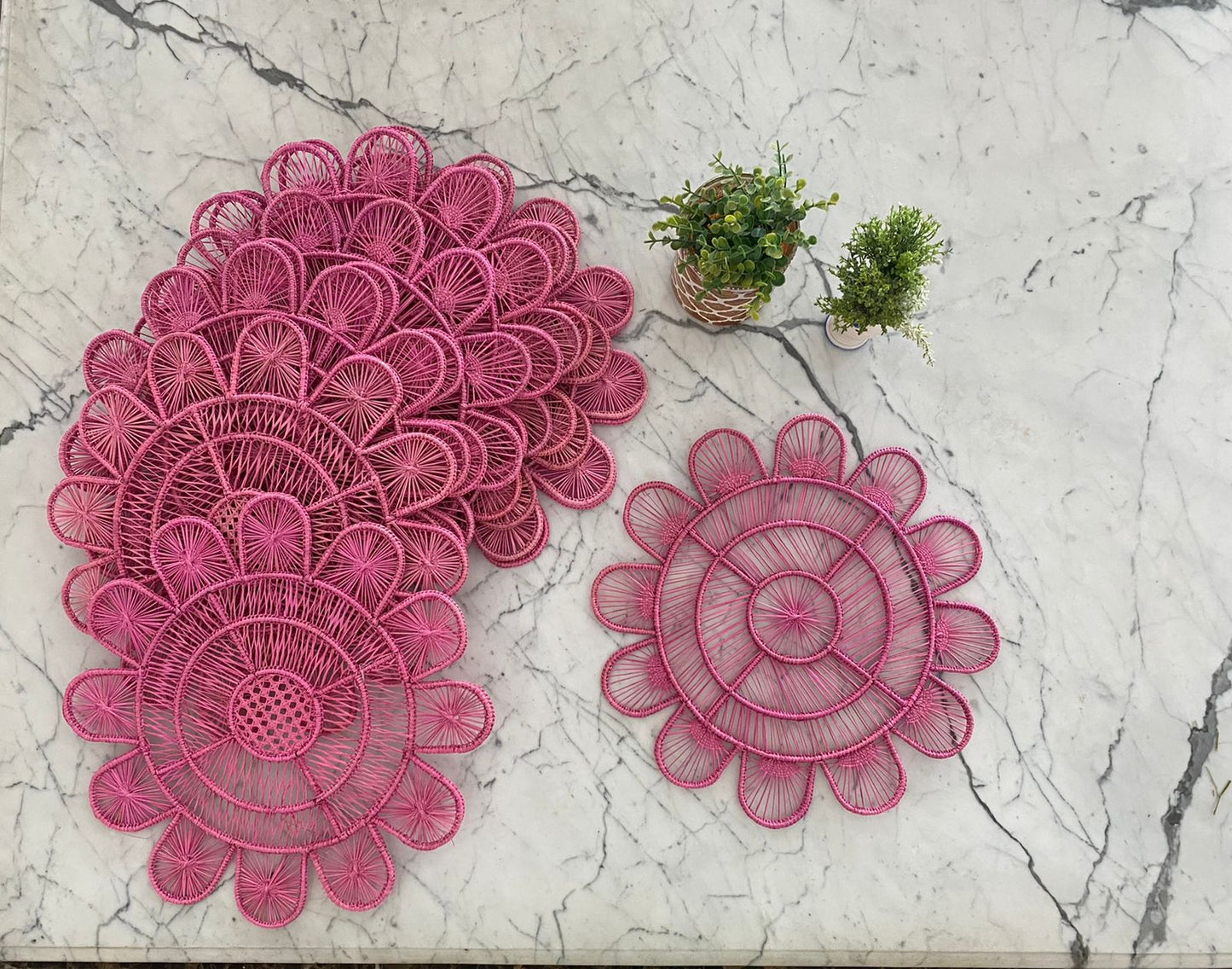 Souplat em palha natural Flor Rosa