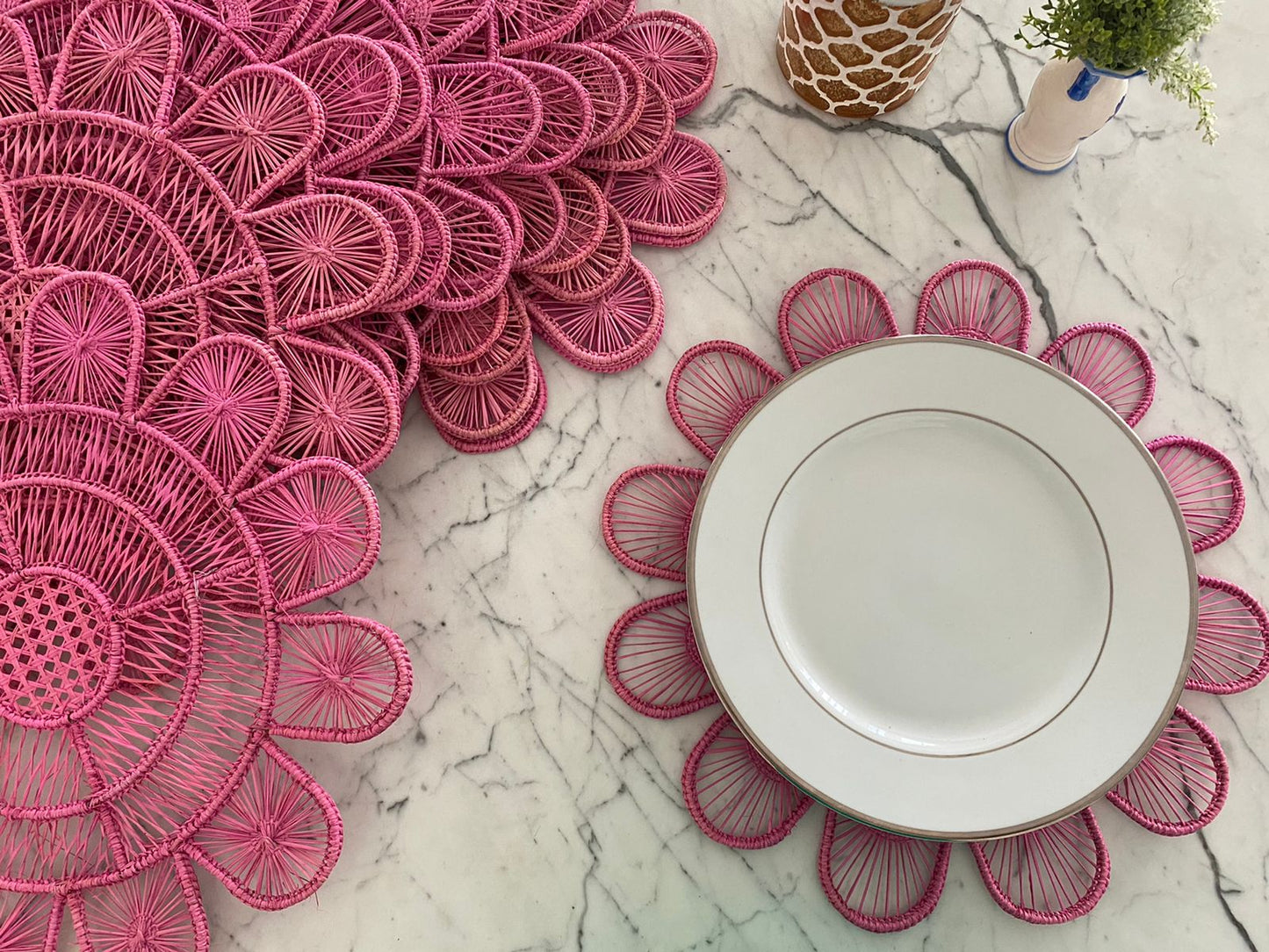 Souplat em palha natural Flor Rosa