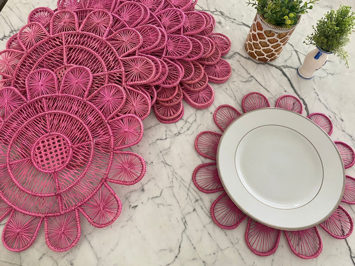 Souplat em palha natural Flor Rosa