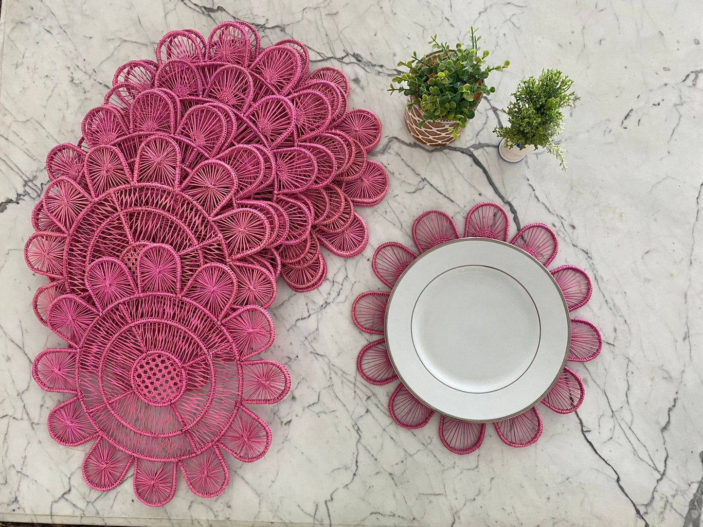 Souplat em palha natural Flor Rosa