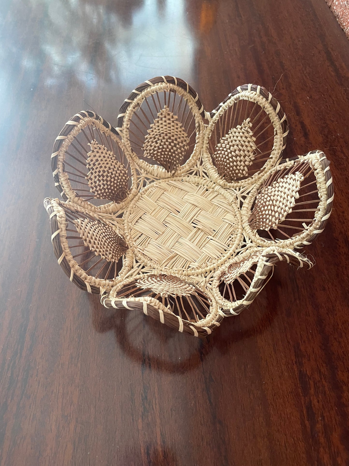 Cesta Palha Natural Flor Média - Marrom