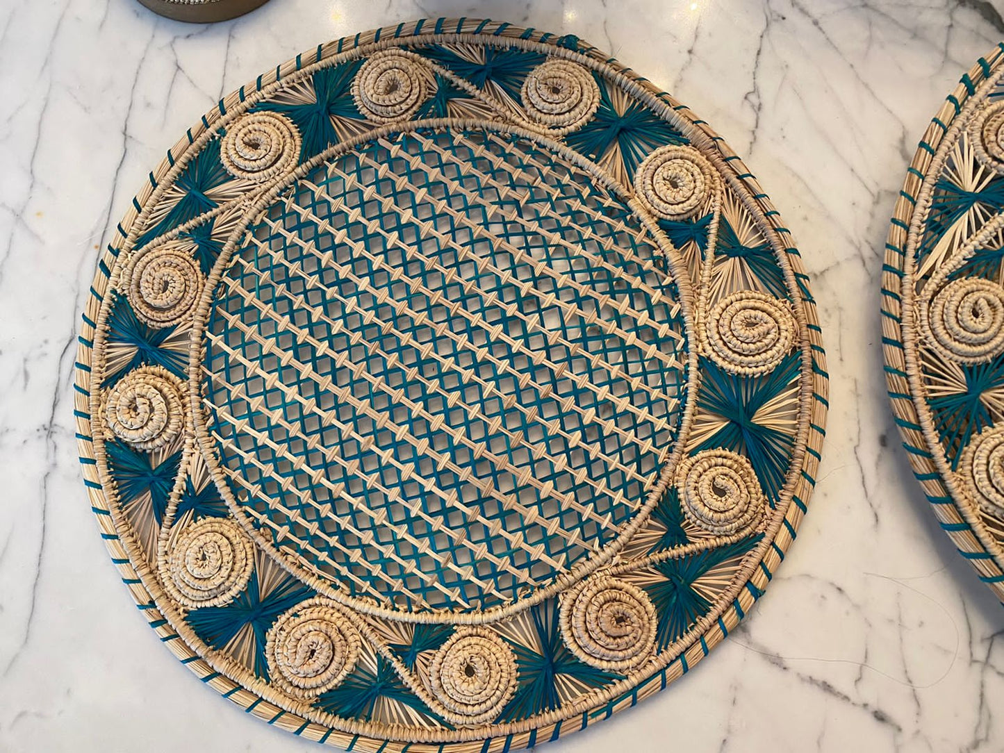 Souplat Palha Natural Arabesco Turquesa