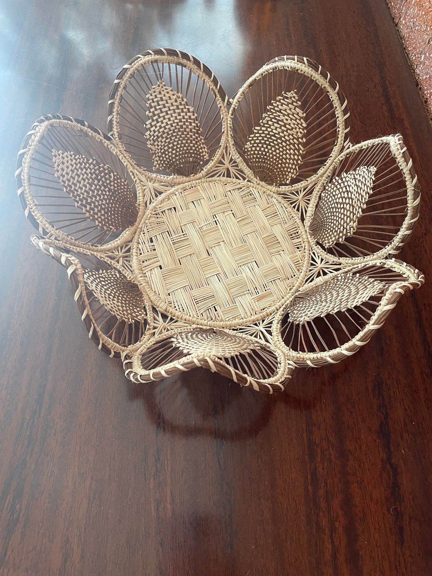 Cesta Palha Natural Flor Grande - Marrom