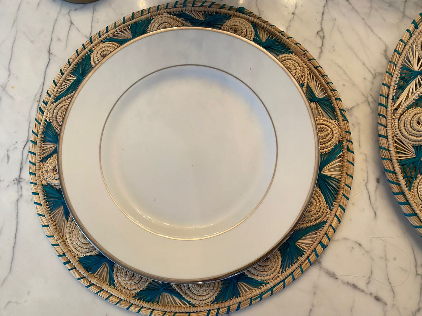 Souplat Palha Natural Arabesco Turquesa