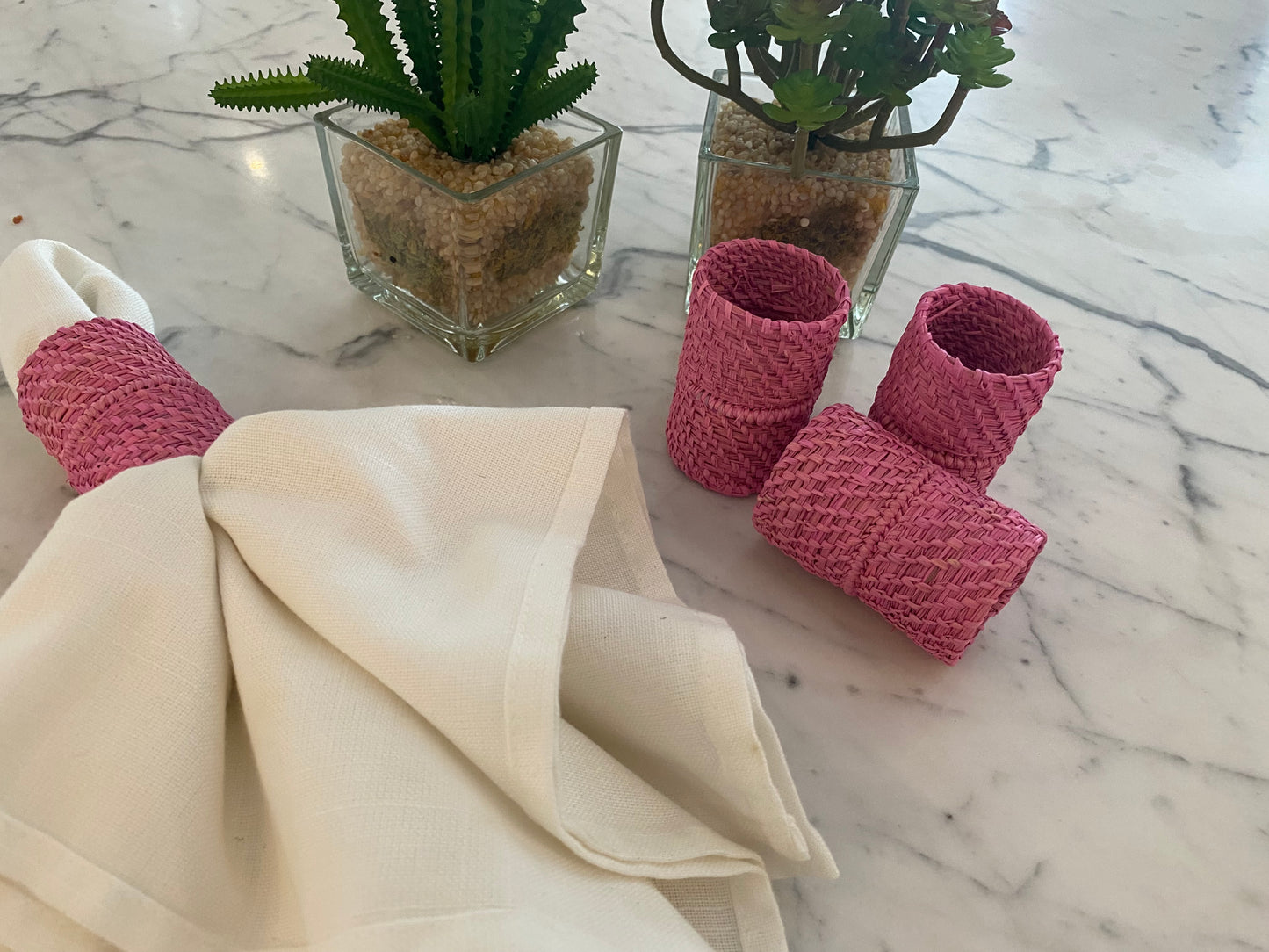 Porta guardanapo cilindro rosa