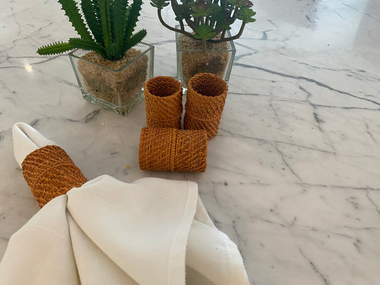 Porta guardanapo palha natural cilindro laranja