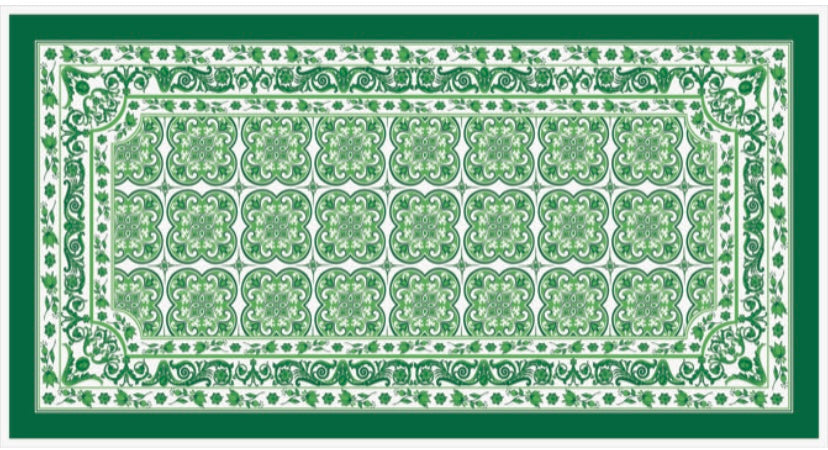 Toalha Mesa Retangular DG arabescos Verde - 3,48mx1,84m