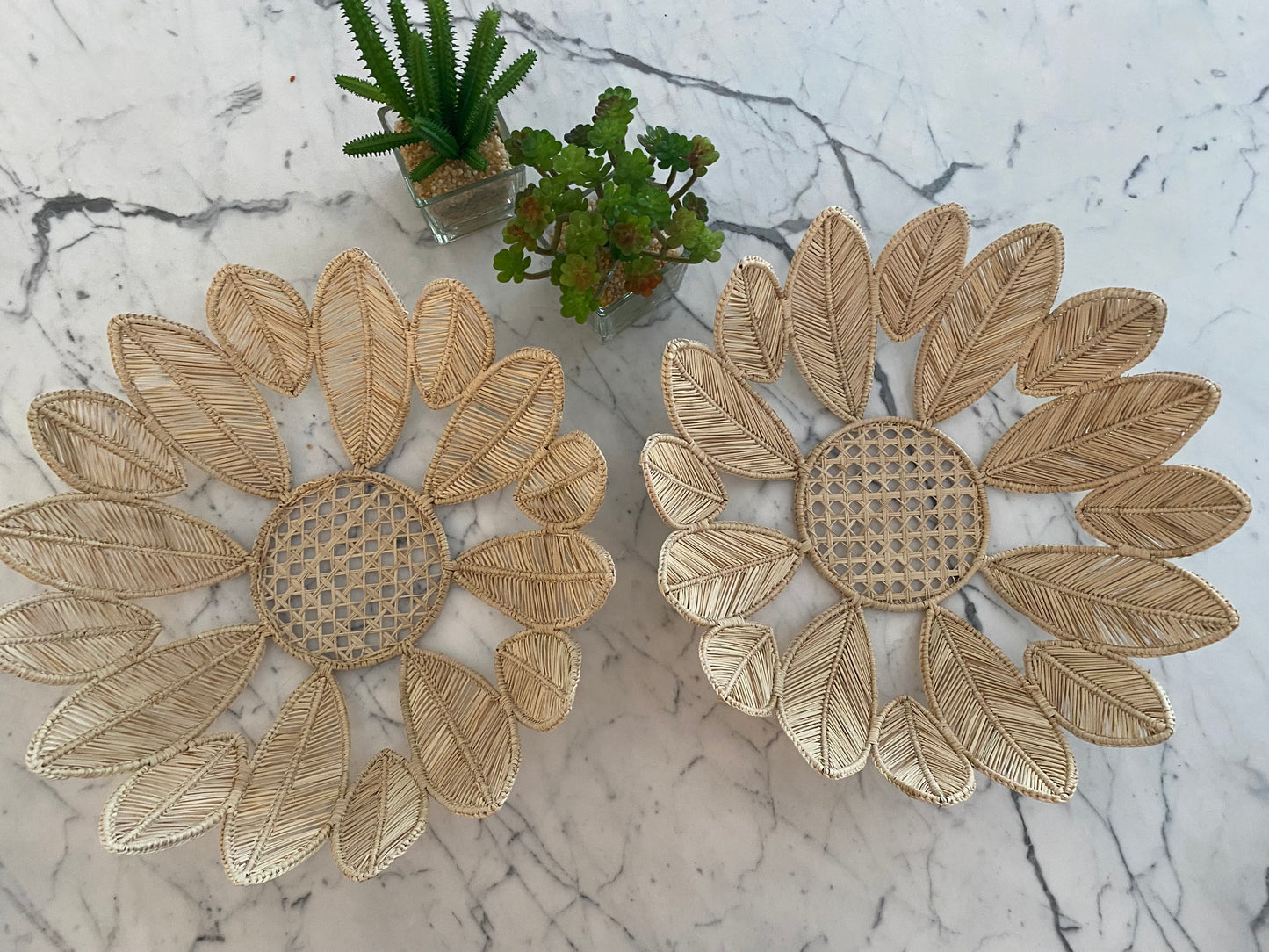 Centro de mesa palha natural folhas