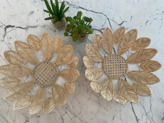 Centro de mesa palha natural folhas