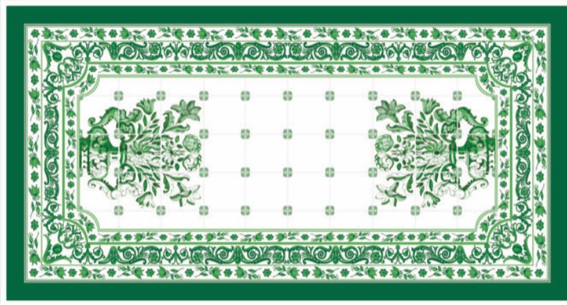Toalha de Mesa Retangular DG Verde Vasos - 3,48mx1,84m