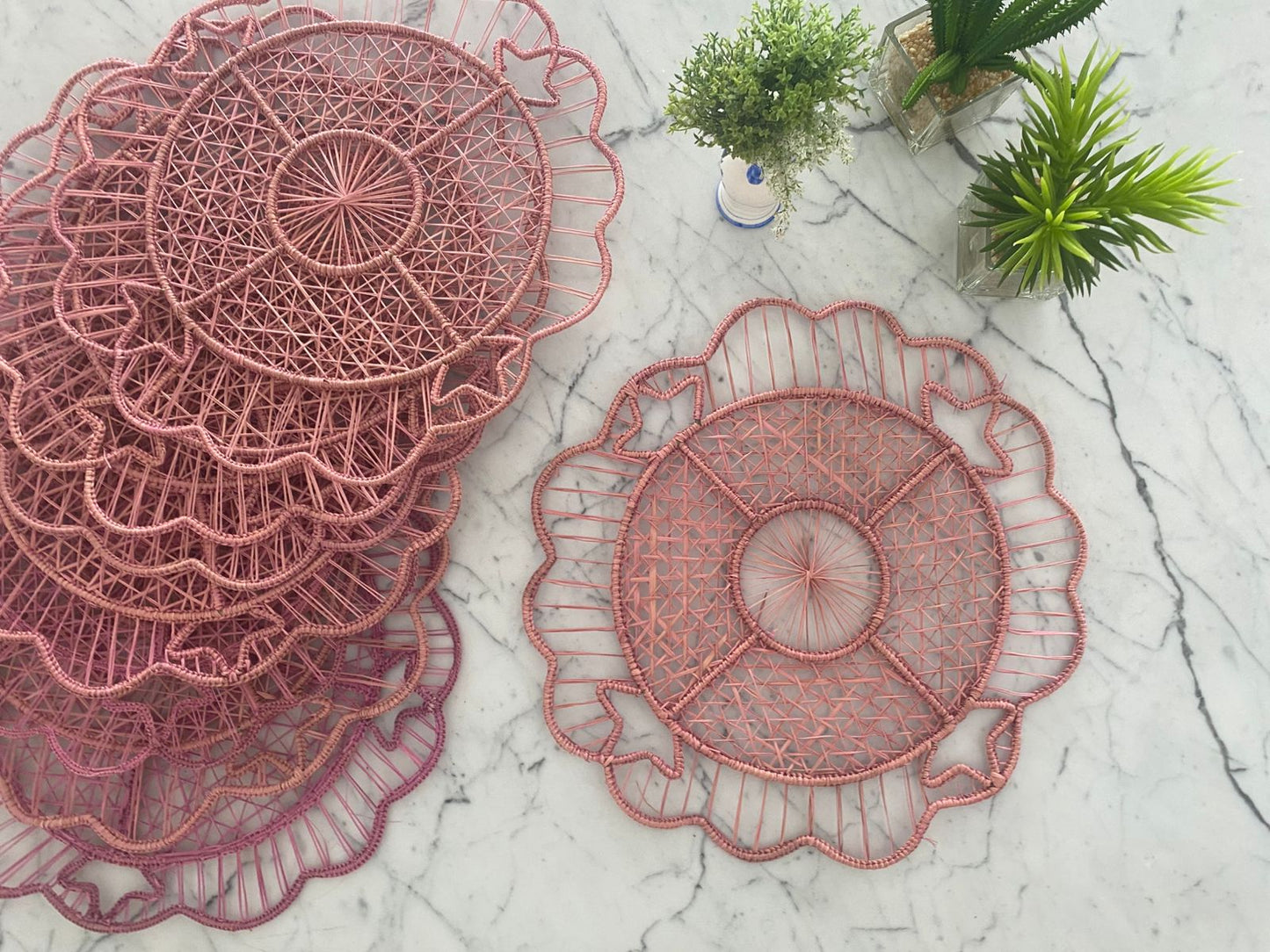 Souplat em palha natural Nuvem Rosa
