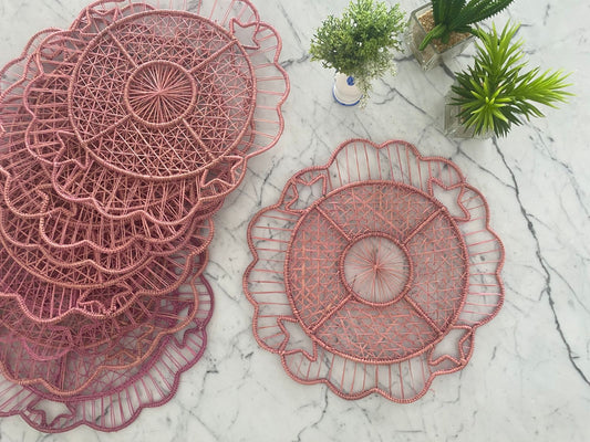 Souplat em palha natural Nuvem Rosa