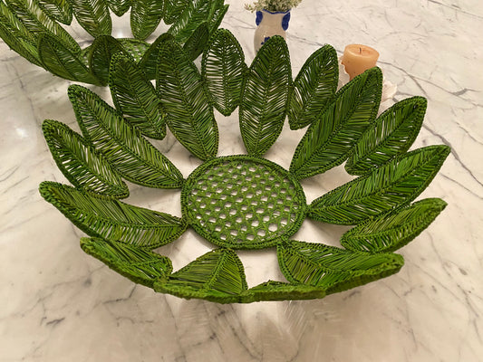 Centro de mesa palha natural folhas - verde