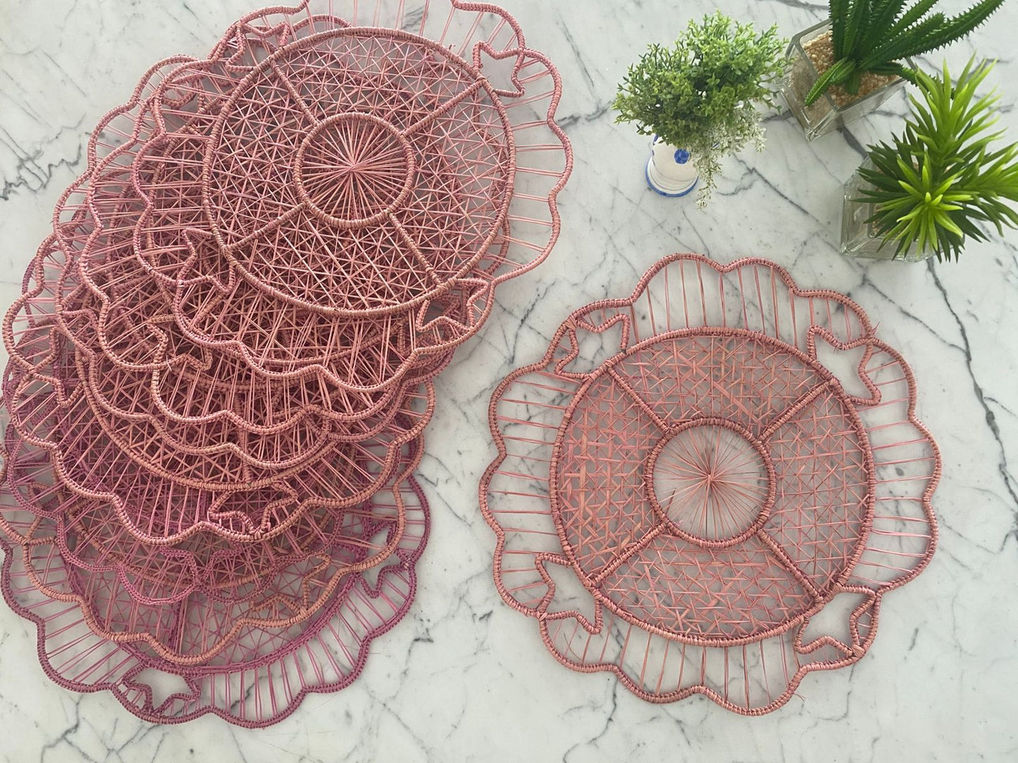 Souplat em palha natural Nuvem Rosa