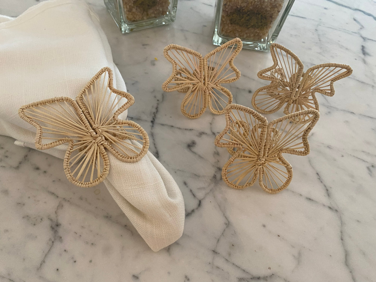 Porta guardanapo palha borboleta