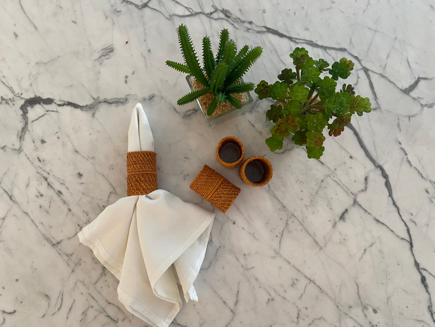 Porta guardanapo palha natural cilindro laranja