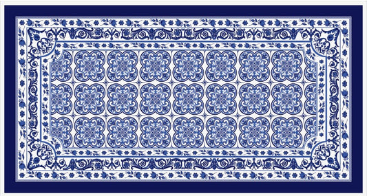 Toalha de Mesa Retangular DG arabesco Azul - 3,48mx1,84m