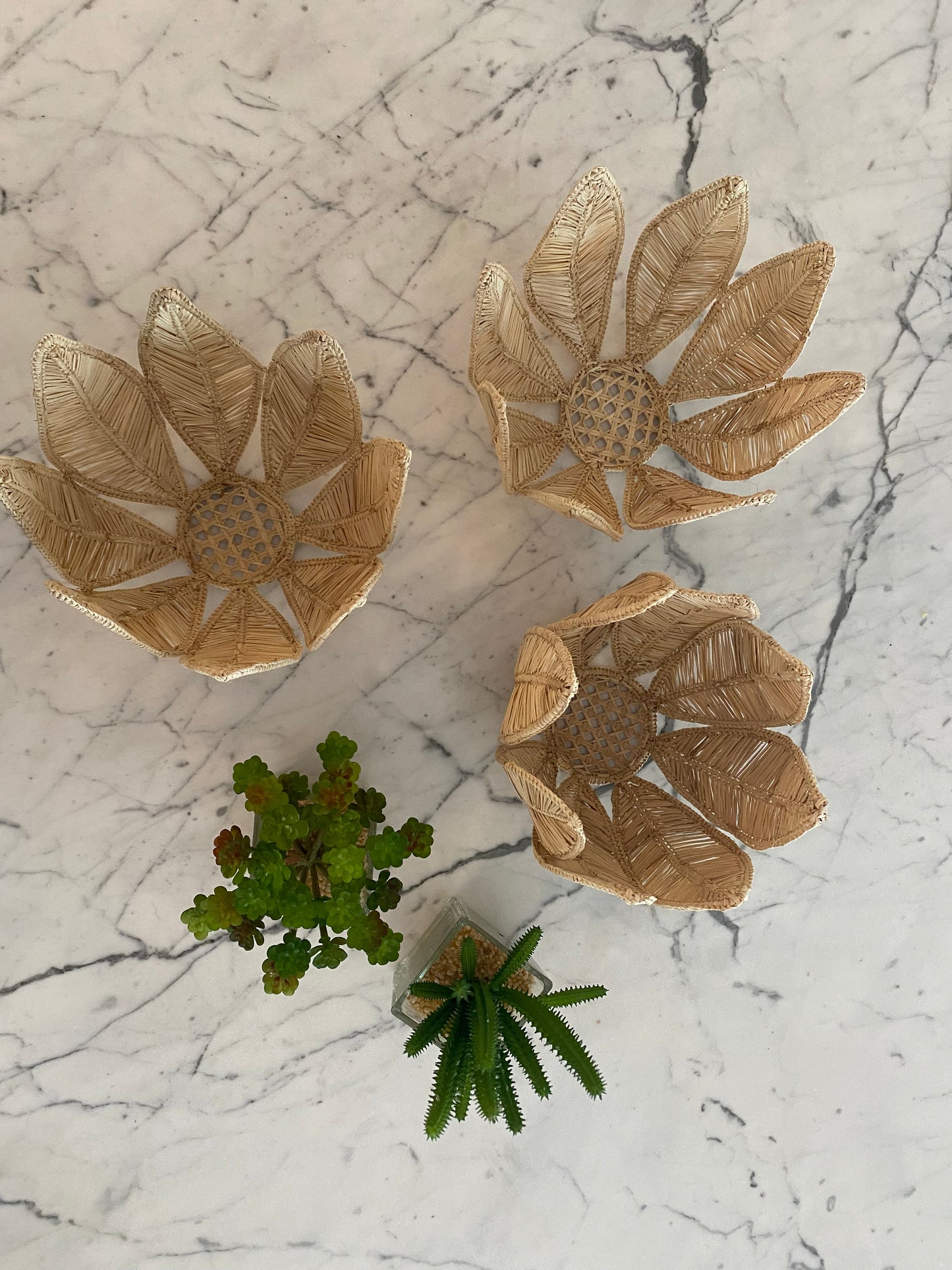 Cachepô palha natural folhas