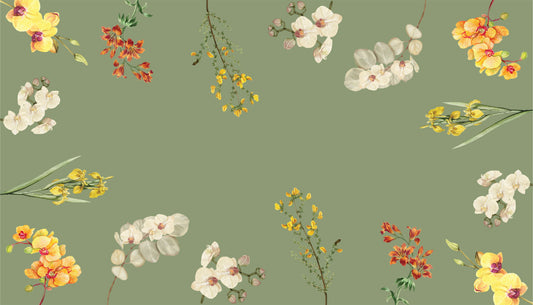 Toalha de Mesa Retangular - Orquídeas Contorno