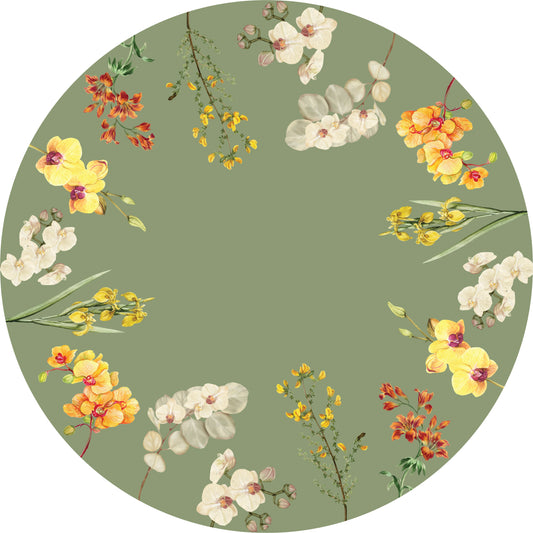 Toalha de Mesa Redonda - Orquídeas Contorno