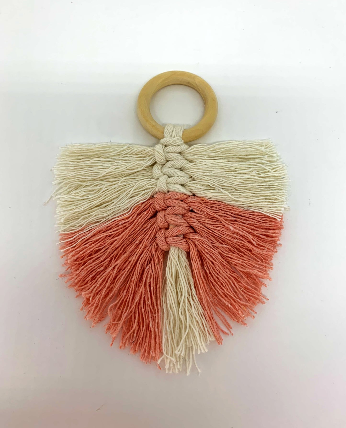 Porta Guardanapo Macrame Cru e Rosa