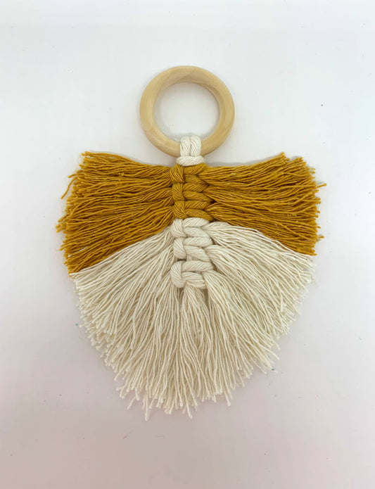 Porta Guardanapo Macrame Cru e Mostarda